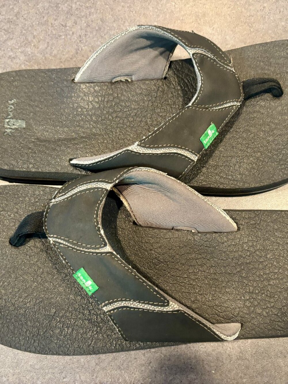 Sanuk Men's Thong Flip Flop Foam Bottom Sandals Black Size 11-11.5